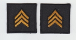 SGT Sergeant DARK GOLD on BLACK collar patches SOLID STYLE solid chevron